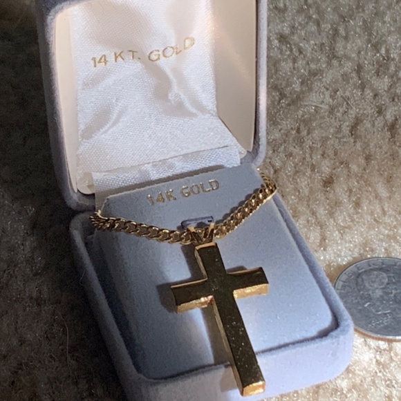 14K Gold Cross Pendant - Picture 2 of 10
